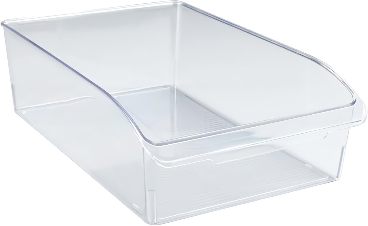 Famanu - Koelkast-organizer L, opbergdoos voor koel- en voorraadkast voor het sorteren van levensmiddelen, transparant design, 20 x 9,5 x 31 cm, van robuust PET