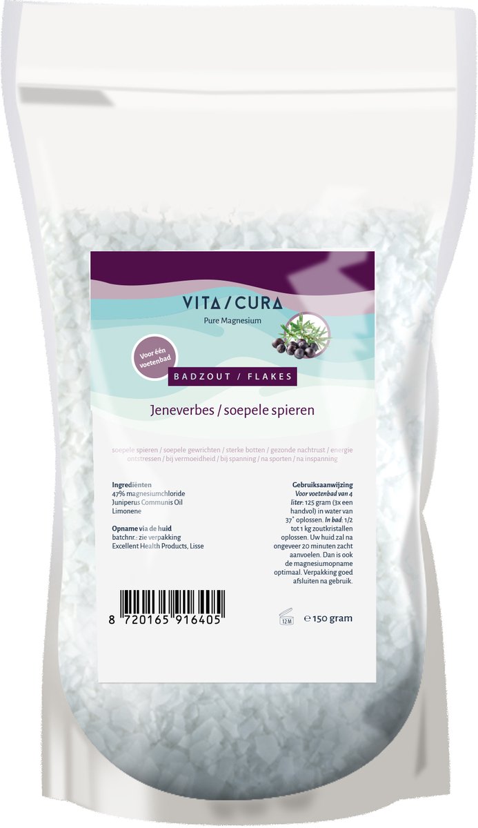 Vitacura Magnesium zout flakes jeneverbes 150 Gram