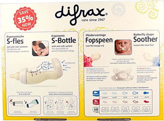 Difrax Newborn Baby Starter Pack Biberon et tétine