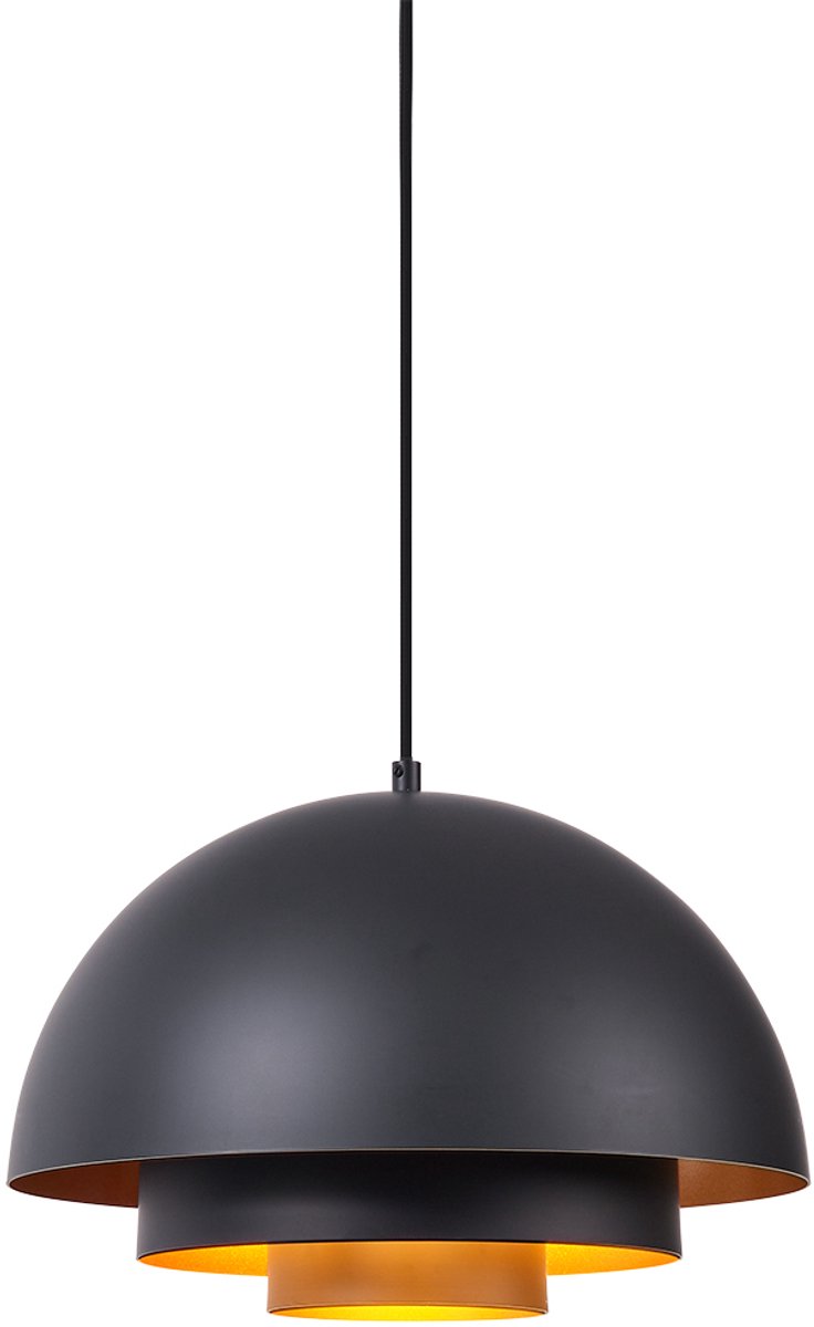 QAZQA loes - Moderne Hanglamp - 1 lichts - Ø 40 cm - Zwart Goud - Woonkamer | Slaapkamer | Keuken