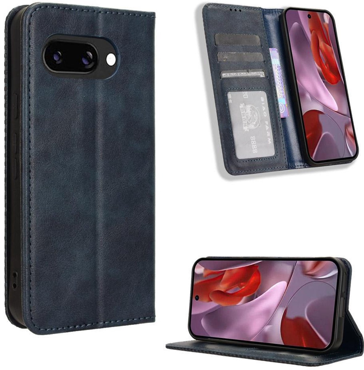Mobigear Telefoonhoesje geschikt voor Google Pixel 9a Hoesje | Mobigear Sensation Bookcase Portemonnee | Pasjeshouder voor 3 Pasjes | Telefoonhoesje voor Pinpas / OV Kaart / Rijbewijs - Blauw