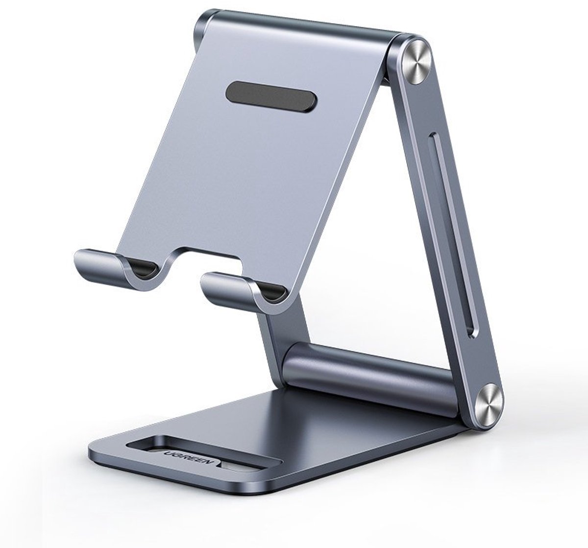 Stevige opvouwbare telefoonstandaard tablet metaal aluminium grijs