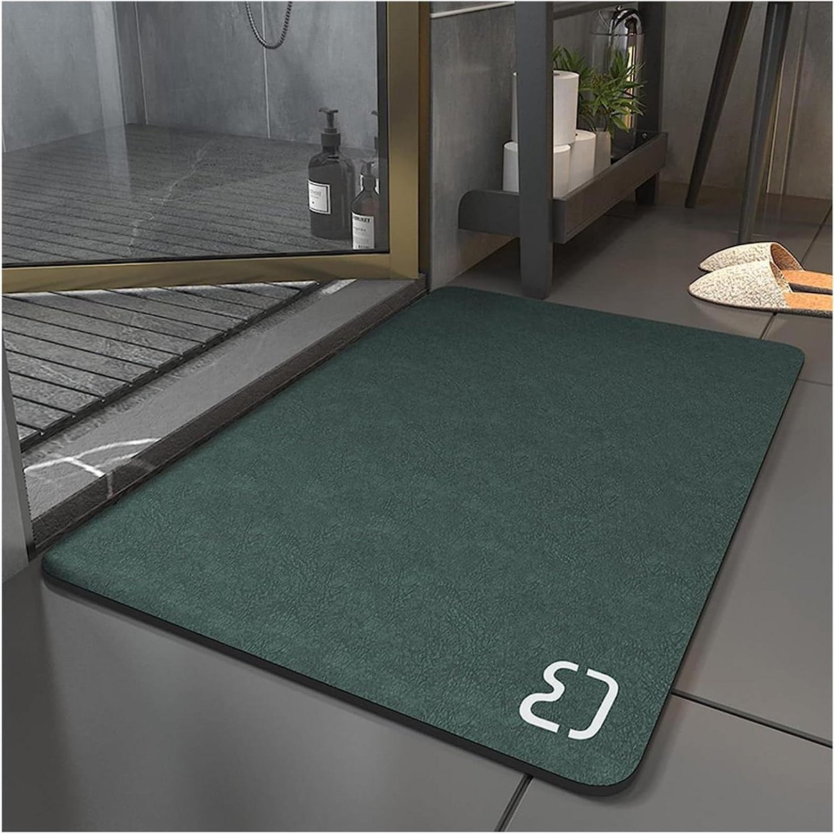Super Absorberende Antislip Badmat van Diatomiet en Microvezel - Sneldrogend en Zachte Douchemat (Donkergroen 50 * 80)
