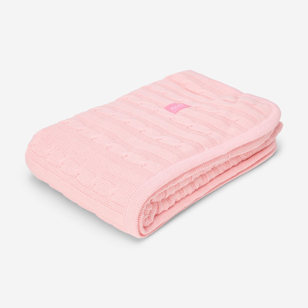 Sjoeli - Baby Deken Wieg - Teddy Knit - 75x100 - Soft Pink - 100% Katoen