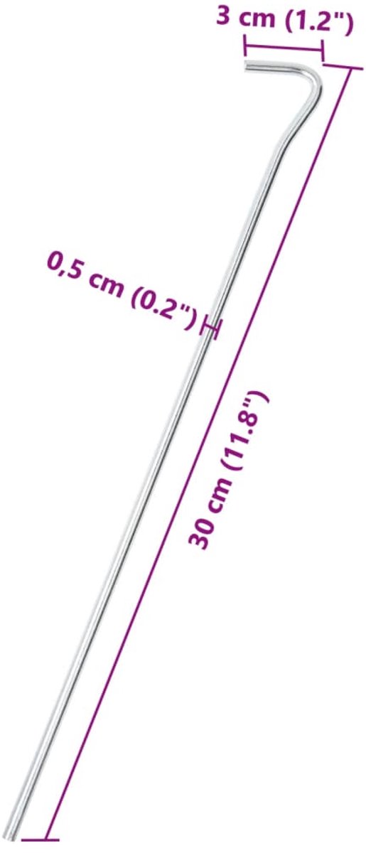 vidaXL - Tentharingen - 50 - st - Ø5 - mm - 30 - cm - gegalvaniseerd - staal van Vidaxl — afbeelding 3