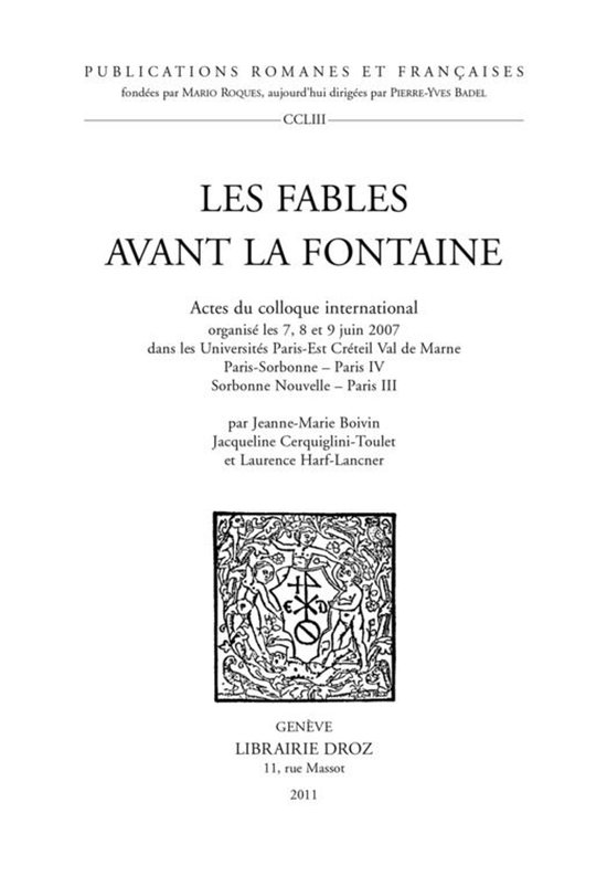 Publications Romanes et Françaises - Les Fables avant La Fo ... - cover