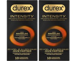 Durex Intensity Condooms - Nieuwste generatie ultradunne, latexvrije condooms voor mannen – Gedeelde lichaamswarmte - 2 x 10 stuks - Voordeelverpakking
