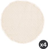 Elistonie Set van 4 Boho Ronde Placemats Handgeweven Katoen Waterhyacint Placemats Hittebestendige Eetmatten Vintage Rustieke Placemats Wasbare Koffie Bar Mat Tafel Decor voor Feestbanketten Diner (A