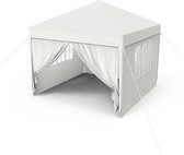 Partytent 3x3m met 4 Zijwanden - 9 m², Wit, Tuinpaviljoen, Tent voor Feesten, Bruiloften, Commerciële Activiteiten