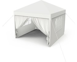 Partytent 3x3m met 4 Zijwanden - 9 m², Wit, Tuinpaviljoen, Tent voor Feesten, Bruiloften, Commerciële Activiteiten