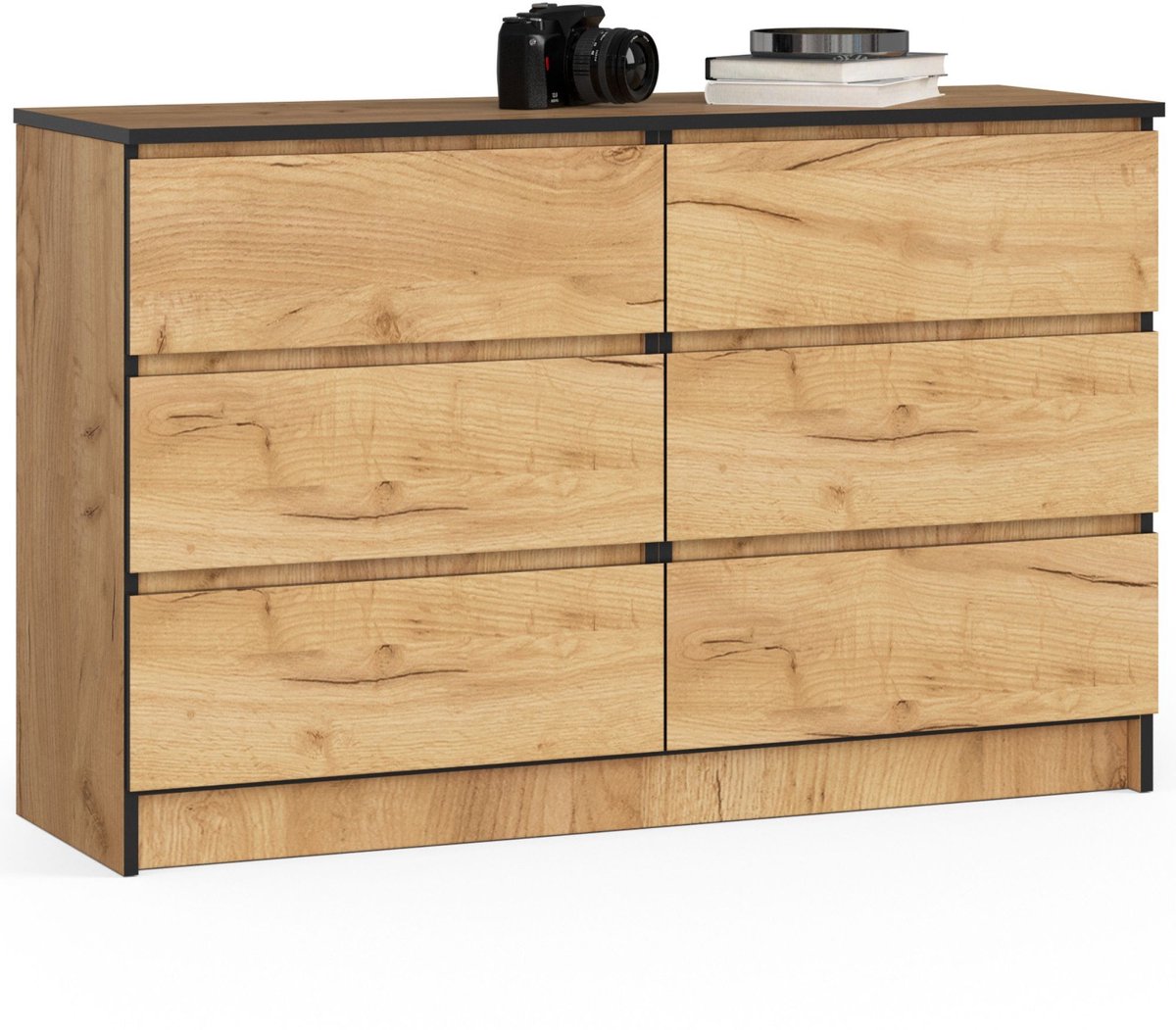 Ladekast K120 met 6 Lades / AKORD Furniture Factory / Craft Eik / 120 x 77 x 40 cm