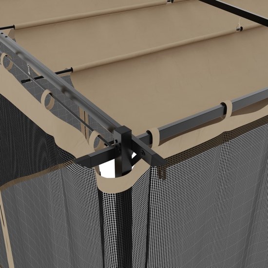 Gazebo avec parois latérales grillagées 6x3 m acier taupe