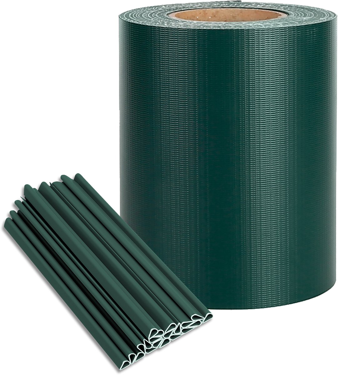 70 m x 19 cm PVC zichtwerende folie inkijkwerende stroken dubbelstaafmatten omheining inkijkbescherming hekfolie dubbelstaafmattenhek met 40 bevestigingsclips 450 g/m² staafmattenhek windscherm groen