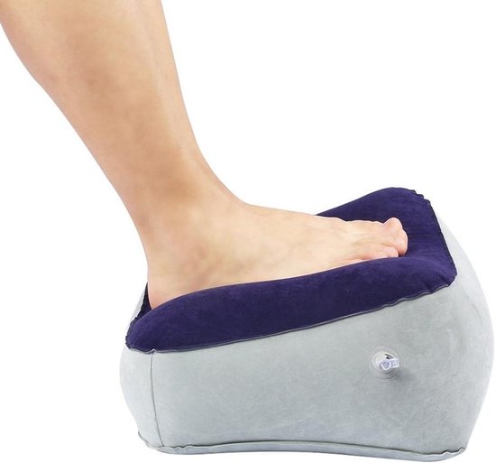 Foto: Voetkussen voetsteun ontspanning voor vliegtuigen kantoor huis reizen kleur grijs blauw 