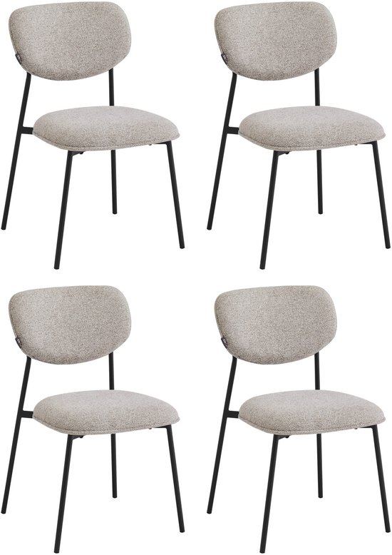 Furnihaus - Eetkamerstoelen set van 4 - Amalia - Taupe - Stof