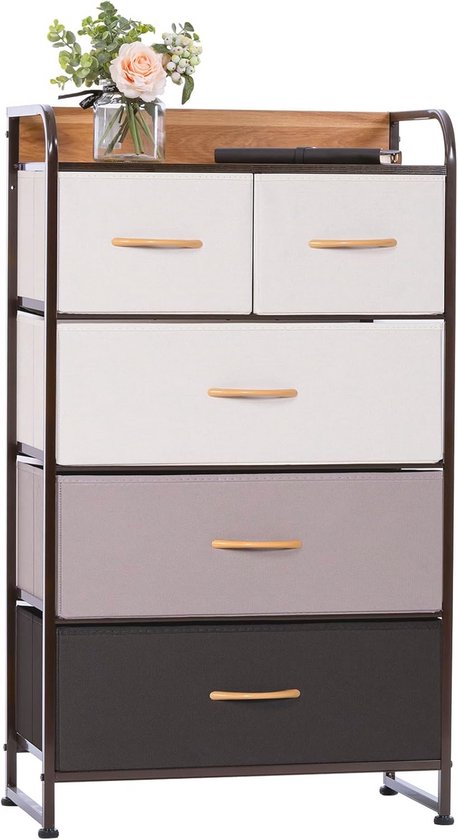 HOMCOM commode met 8 stoffen laden, metalen frame, plank, 80 x 30 x 81