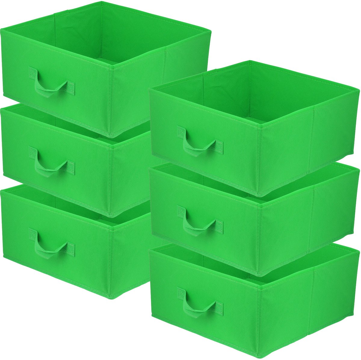 LAVITA® Opbergmand Textiel - 31x31x15 Groen 6 Stuks - Opbergbox Kast Organizer Opbergdoos - Kastlade Verdeler Voor Kleding Ondergoed Badkamer Kledingkast - Vouwdoos Stoffen Doos Opbergdozen