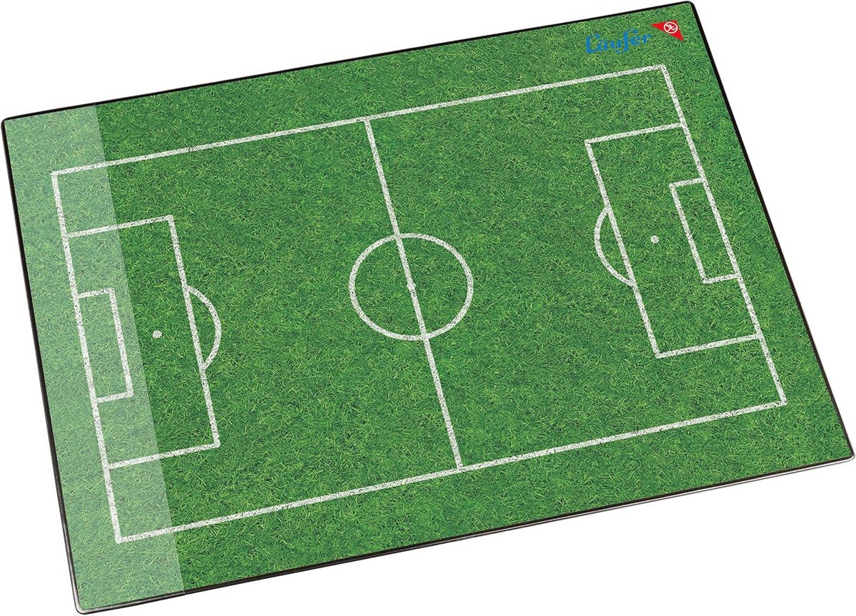 Bureauonderlegger Voetbalveld - Antislip Onderlegger voor Kinderen, 53 x 40 cm met Transparant Zijvak