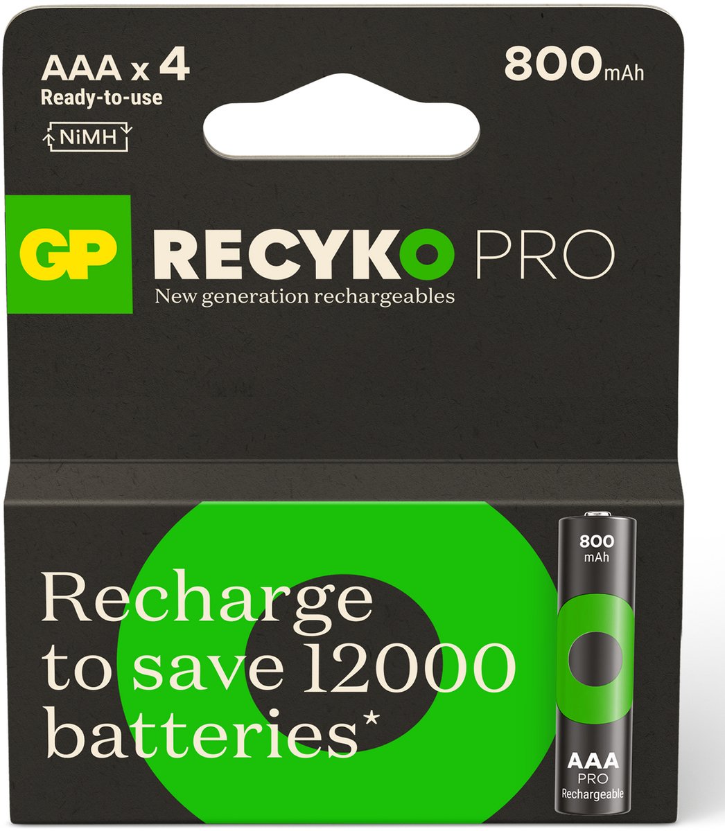 GP Batteries ReCyko Pro GPRCP80AAA174C4 huishoudelijke batterij Oplaadbare batterij AAA Nikkel-Metaalhydride (NiMH)