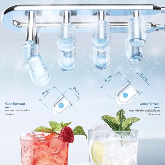 Ijsblokjesmachine - Ijsblokmakker - Ijsmachine - 2,0 Liter - 9 Blokjes in 6 Minuten - Zelfreinigende Elektrische Ijsmachine - Zwart van Merkloos — afbeelding 4