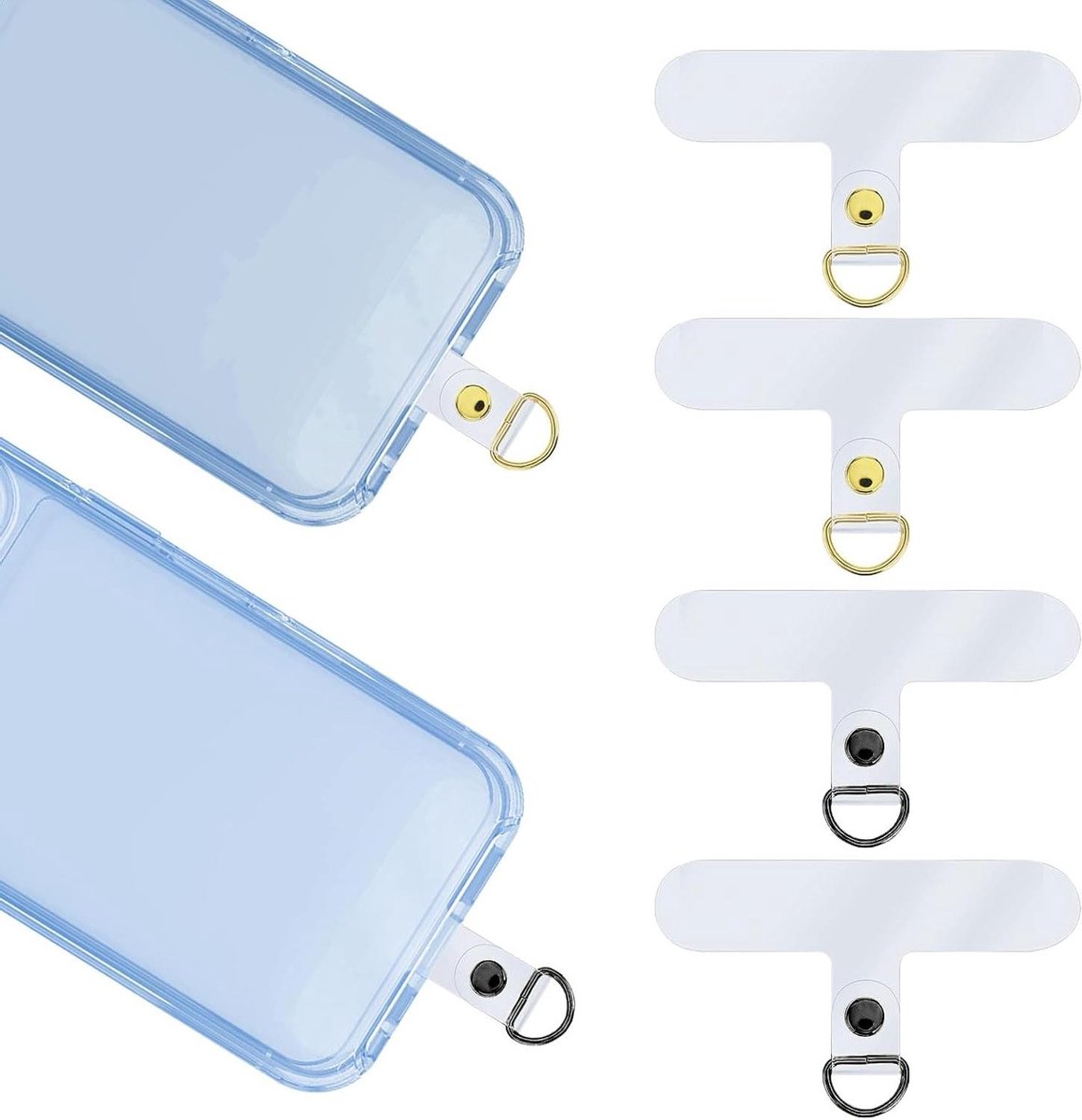 4-delige telefoon-lanyard-patchpad met metalen ring voor valbeveiliging van mobiele telefoons
