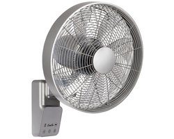 Casafan Airos Eco Design Wall TS wandventilator zilver 40 cm - Timer - Afstandsbediening - Horizontaal en verticaal oscilleren