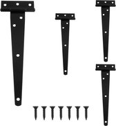 Charnières de porte - 4 pièces - 20 cm - Charnières en T - Charnière - Charnières de porte extérieure - Ferrures de charnière pour portes lourdes - Pour portails, abris de jardin, placards - Fer - Zwart