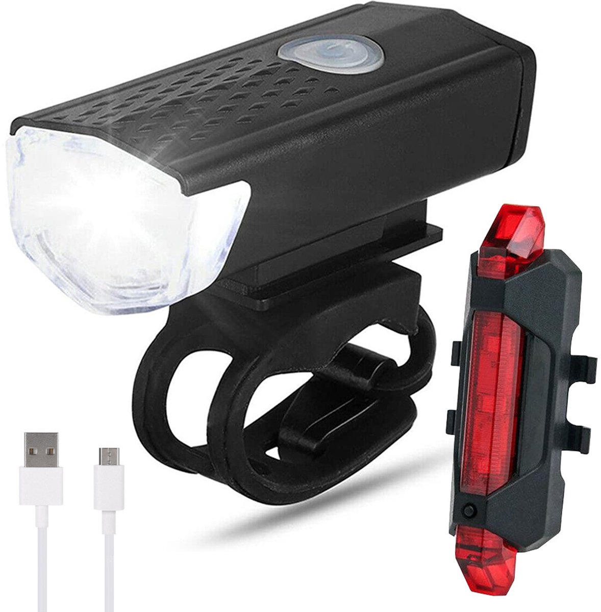 LED fietsverlichtingsset achter + voorzijde MET USB