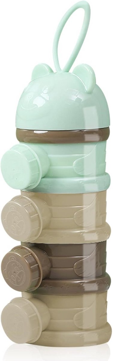 Image of 4-laagse melkpoeder dispenser voor babyvoeding - handige portioneerder voor onderweg