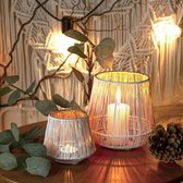 Lot de 2 lampes à vent Boho - Décoration tendance - Or blanc