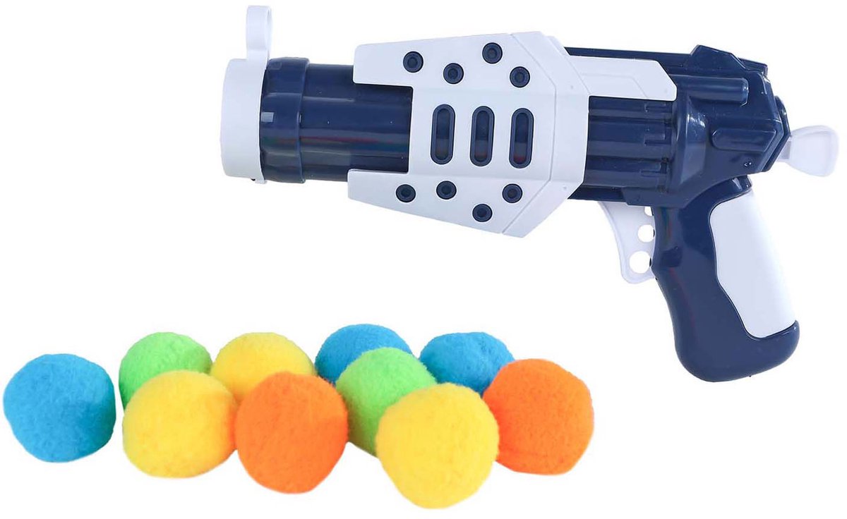 Pistool met 11 Zachte Balletjes 17,5cm