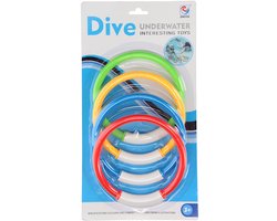 Water speelgoed - Zwembad - Zwemmen - Zomer - Opduiken - Duiken - Onderwater - Ringen - Circkels - 4 kleuren - Rood - Blauw - Geel - Groen - 20cm