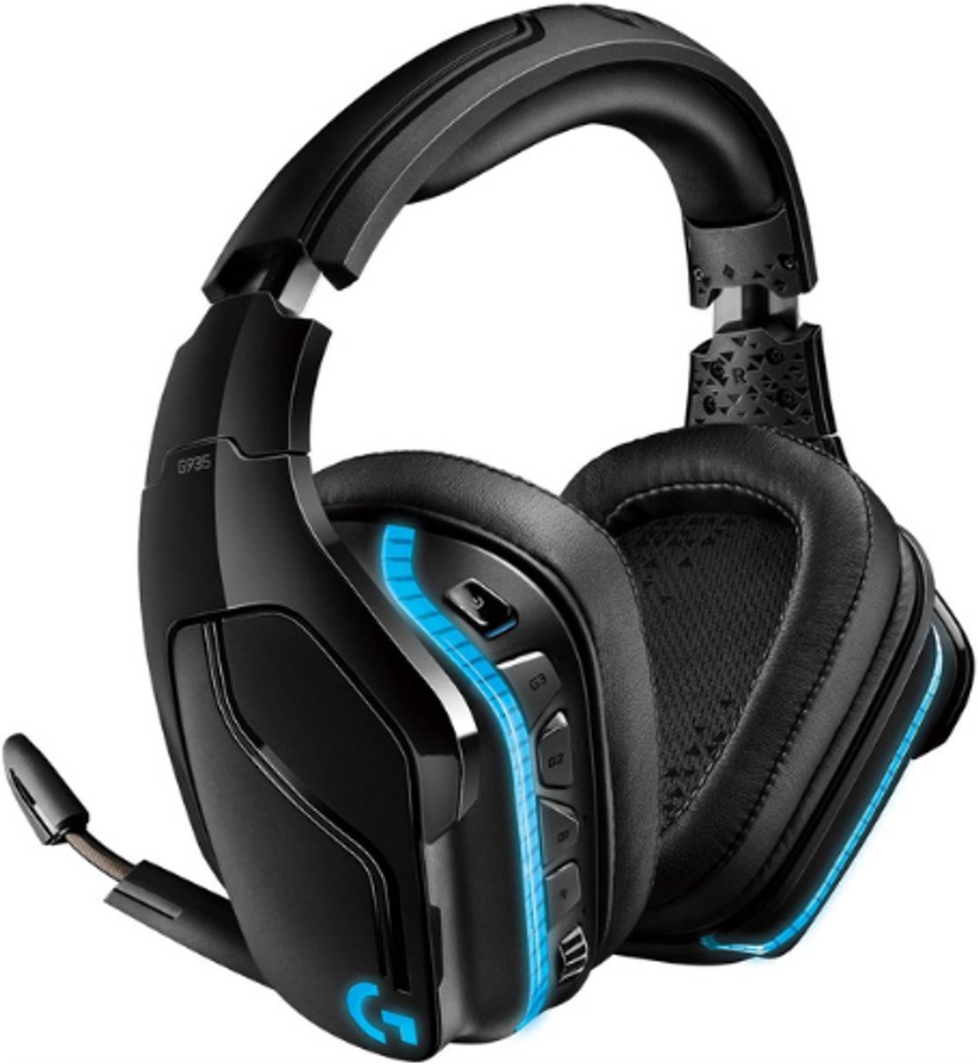 Draadloze RGB-Gamingheadset, 7.1 Surround Sound, DTS X 2.0, 50 mm Pro-G-Drivers, 2,4 GHz, Rockermicrofoon, PC/Mac/PS4/Nintendo Switch, Zwart