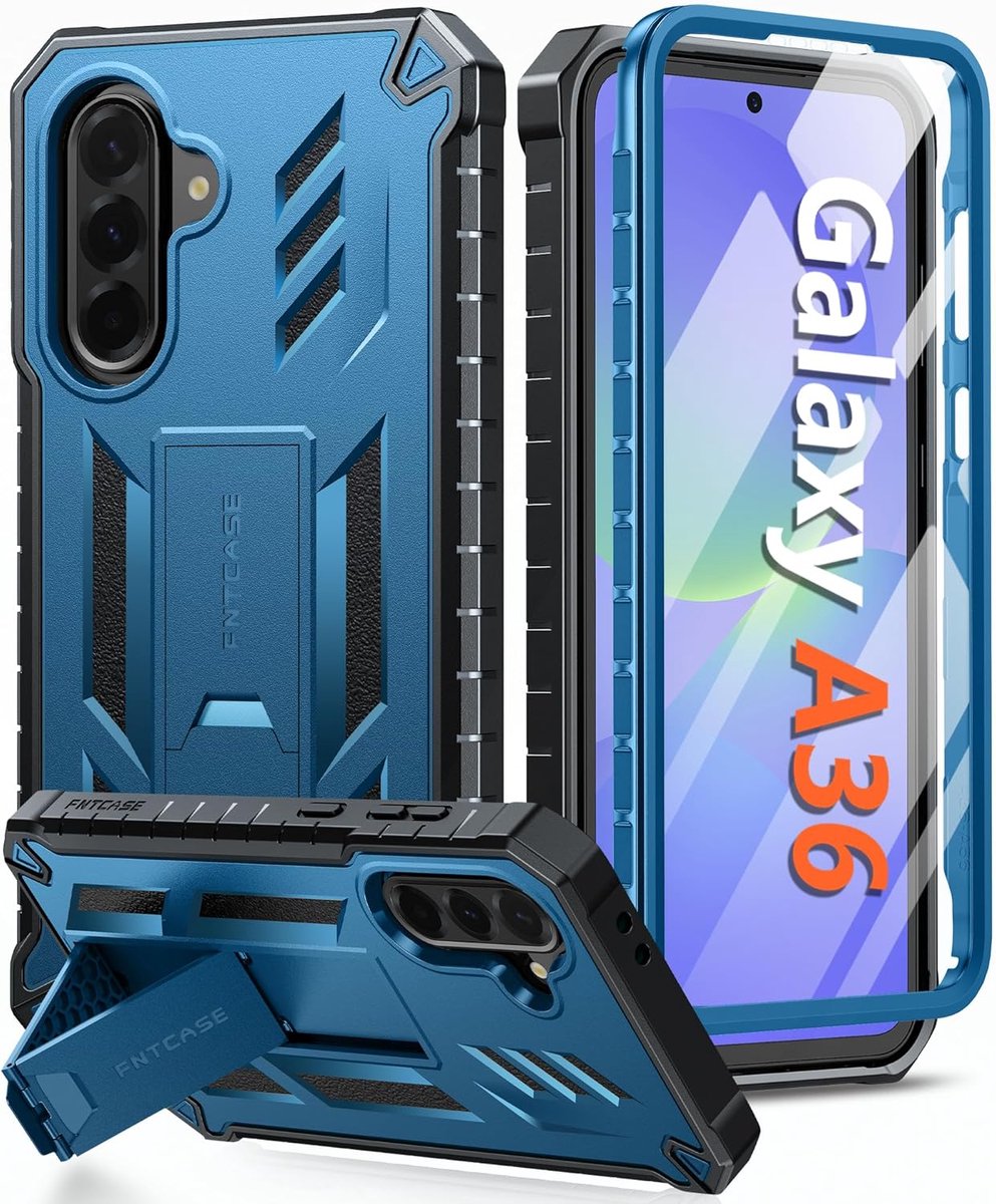 Zandarix Geschikt voor Samsung Galaxy A36 / A56 5G - Stootvast met antislip - Militaire - Tweelaagse Back Cover Hoesje - Blauw