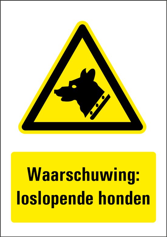 Panneau Attention aux chiens errants - plastique 148 x 210 mm