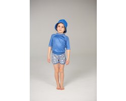 Ducksday - UV - Zwemshirt voor kinderen - UV - werend UPF50+ - Rashguard met Korte mouwen - unisex - Blauw effen