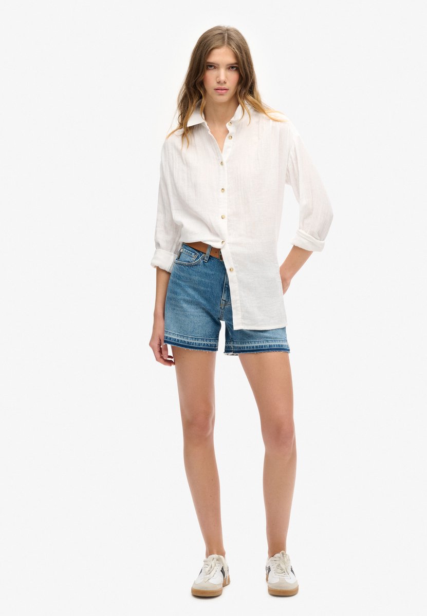 Superdry Cut-off short met middelhoge taille Dames Jeans shorts Blauw