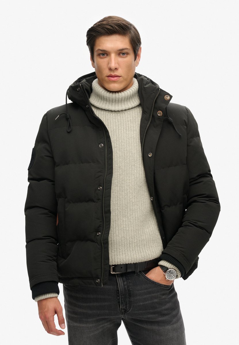 Superdry Everest pufferjas met capuchon Heren Gewatteerde jassen Zwart