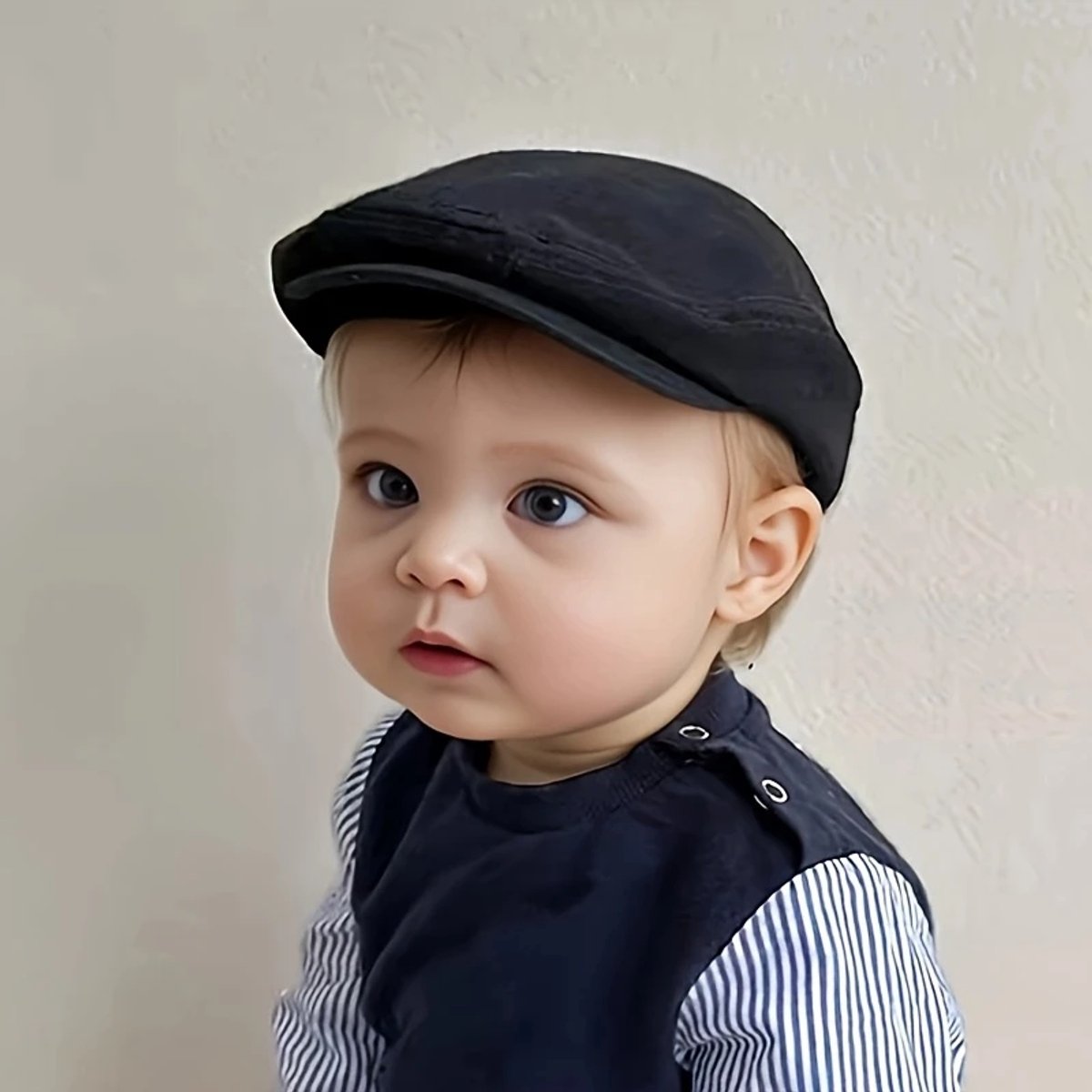 @ Lu’s Today® – Basic Kids Essentials – kinder pet - kinder baret - baker boy pet - zwart - 1-3 jaar