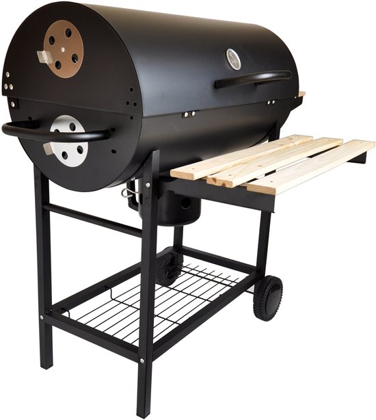 XXL Houtskoolbarbecue op Wielen - Met Deksel, Thermometer & 3 Verstelbare Roosters - Ruim Grilloppervlak - Incl. Zijtafels & Aslade - Smoker Barbecue - Ideaal voor de Tuin van Merkloos — afbeelding 5