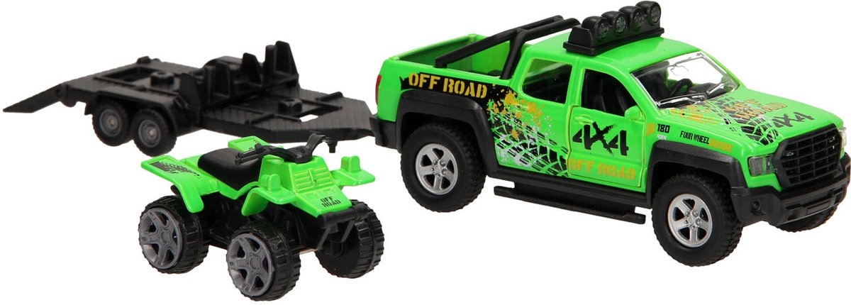 Kids Globe Terreinwagen met Trailer en Quad Licht en Geluid — afbeelding 3