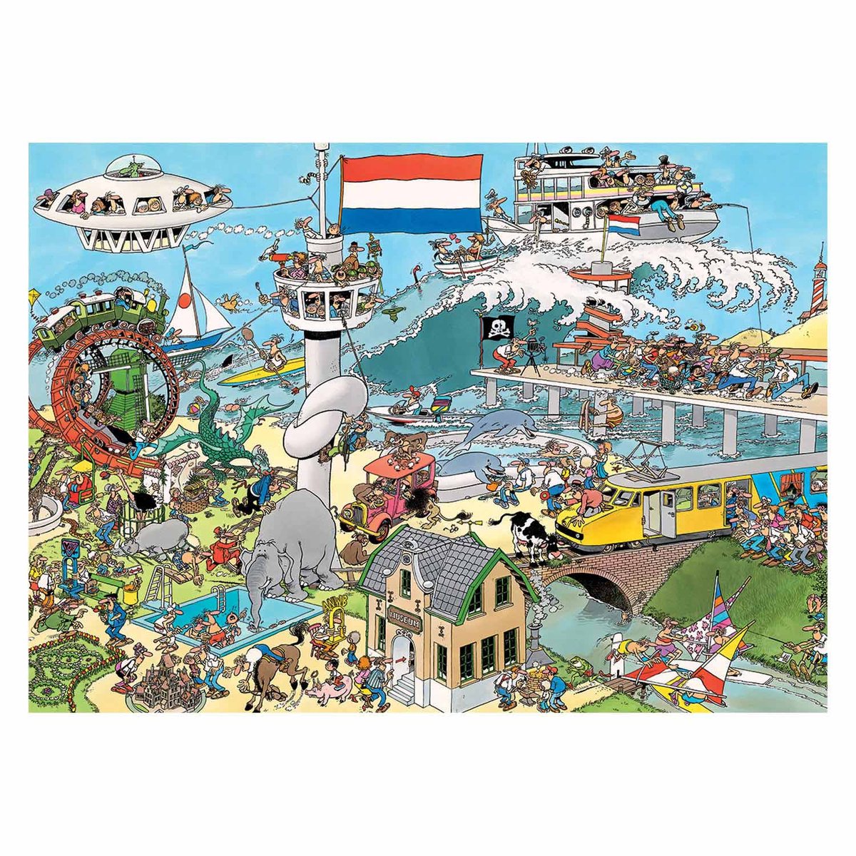 Jan van Haasteren - Verkeerschaos & Ter land ter zee en in de lucht - Legpuzzel 2x1000 stukjes