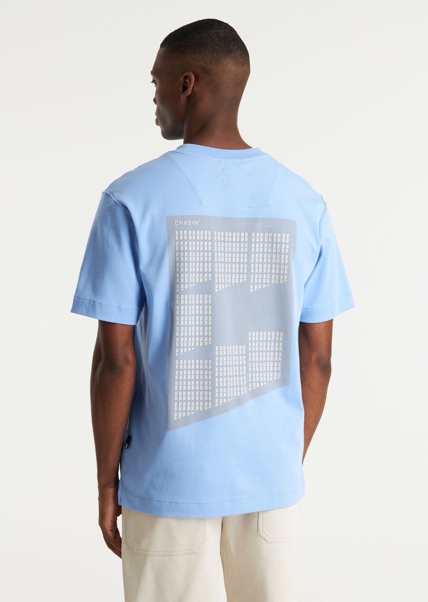 CHASIN' Shirt Heren - Loose Fit T-Shirt Afdrukken - Flux - Lichtblauw