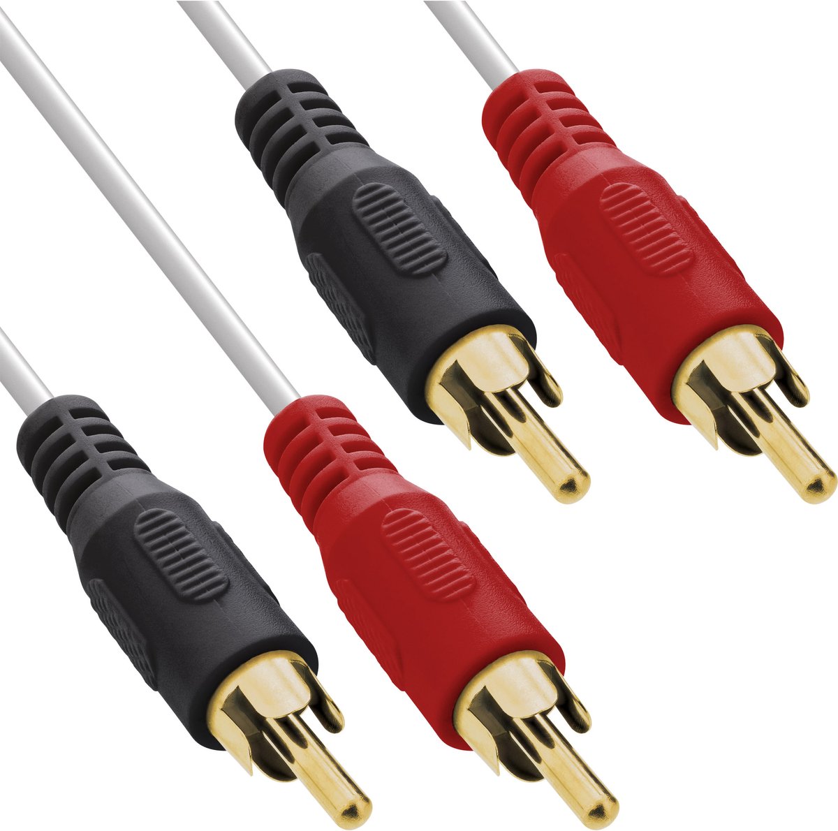 InLine witte tulp stereo 2RCA kabel met vergulde contacten - 1 meter