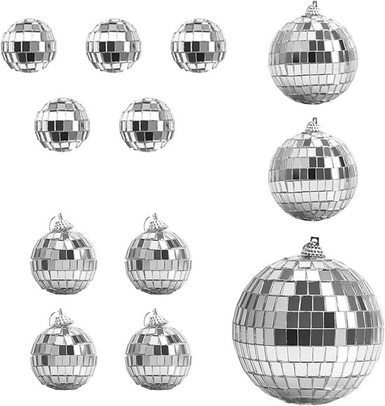 Discobal met haken om op te hangen, 30 cm, spiegelbal met echte glazen facetten in zilver, feestlichteffect, hangbal, spiegelbal, discobal Discobal met haken om op te hangen, 30 cm, spiegelbal met echte glazen facetten in zilver, feestlichteffect, hangbal, spiegelbal, discobal