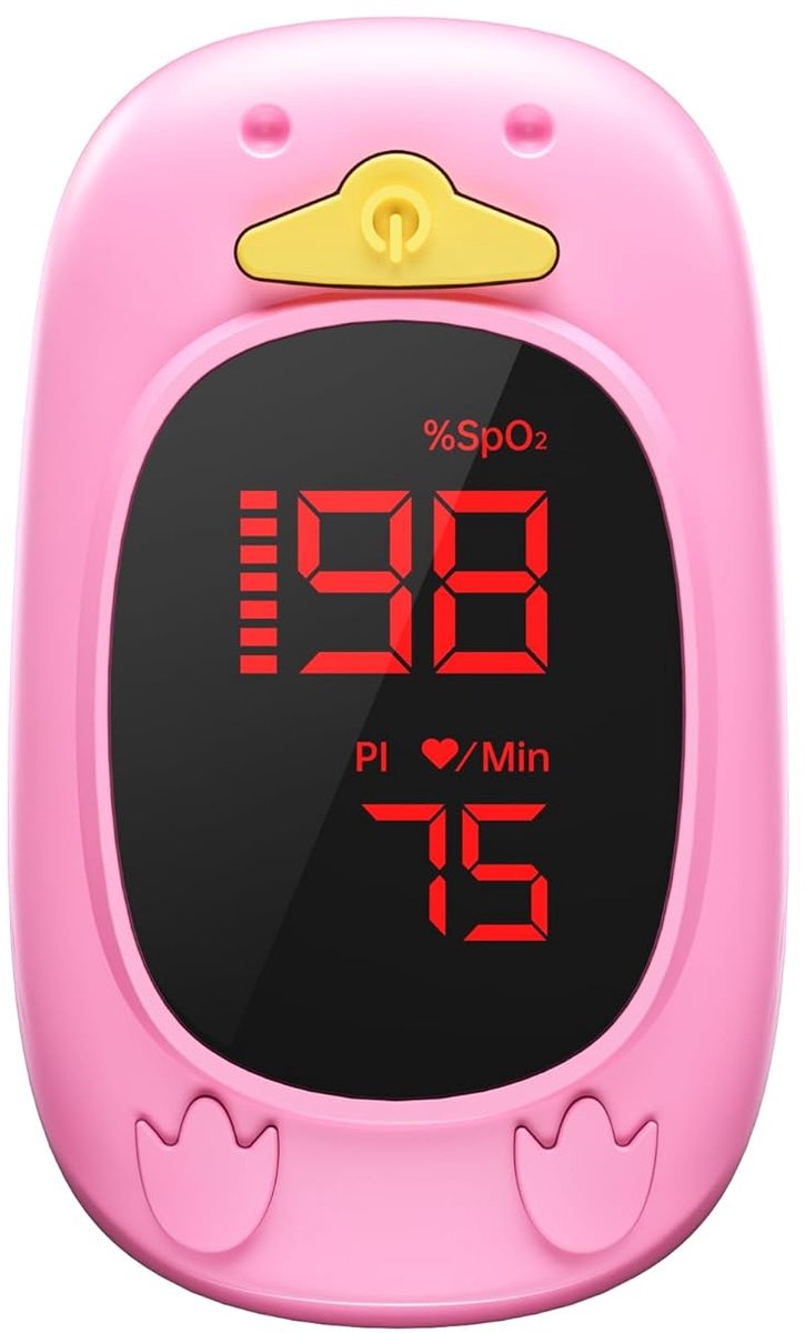 Vingerpulsoximeter voor Kinderen - Zuurstofverzadigingsmeter voor SpO2 en Hartslagmeting