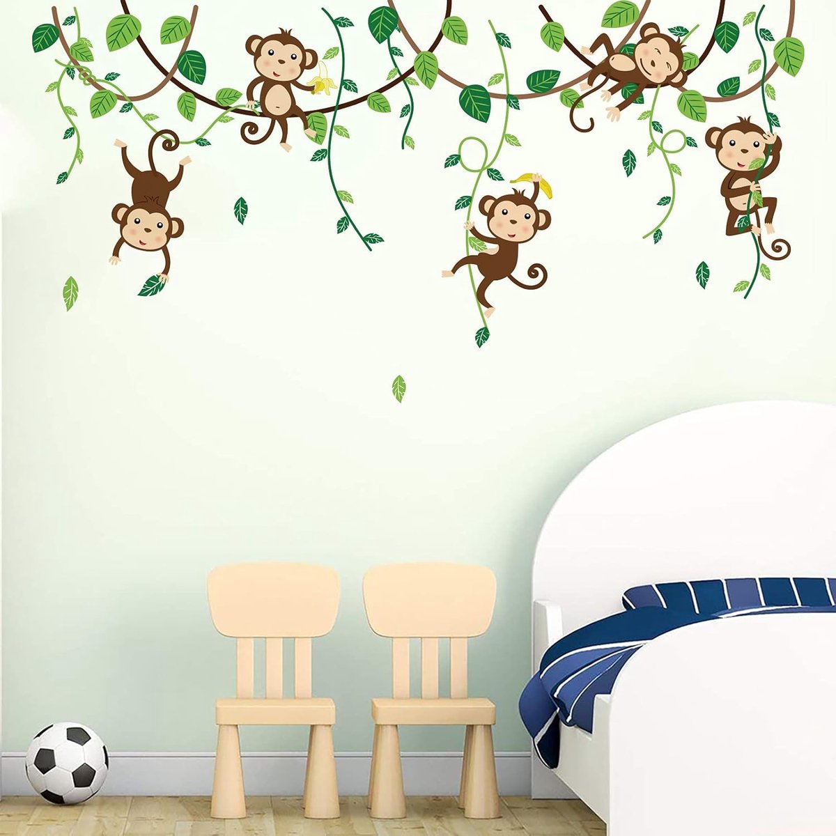 Image of Aap Klimboom Muurstickers - Jungle Dieren - Wanddecoratie voor Kinderkamer