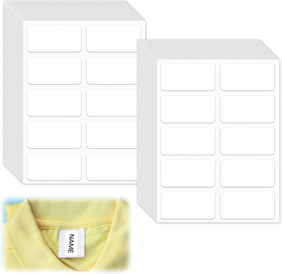 Étiquettes autocollantes nominatives - vêtements et textiles - 50 pièces - 15 x 30 mm