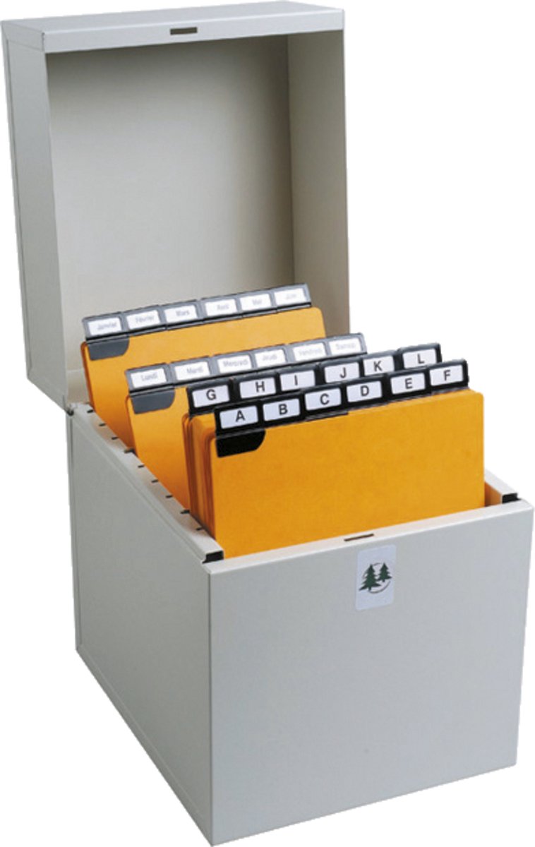 Exacompta Steekkaartenbak - klassement 500 steekkaarten in hoogte - 148x105mm tot 150x105mm - Grijs - 54712E