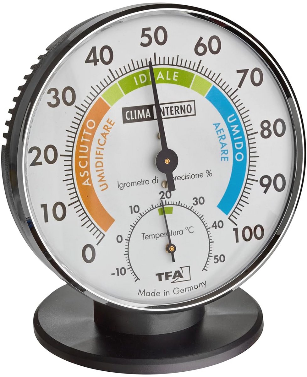Precisiethermometer en hygrometer voor airconditioning - Analoge thermometer met kleurgecodeerde comfortzones